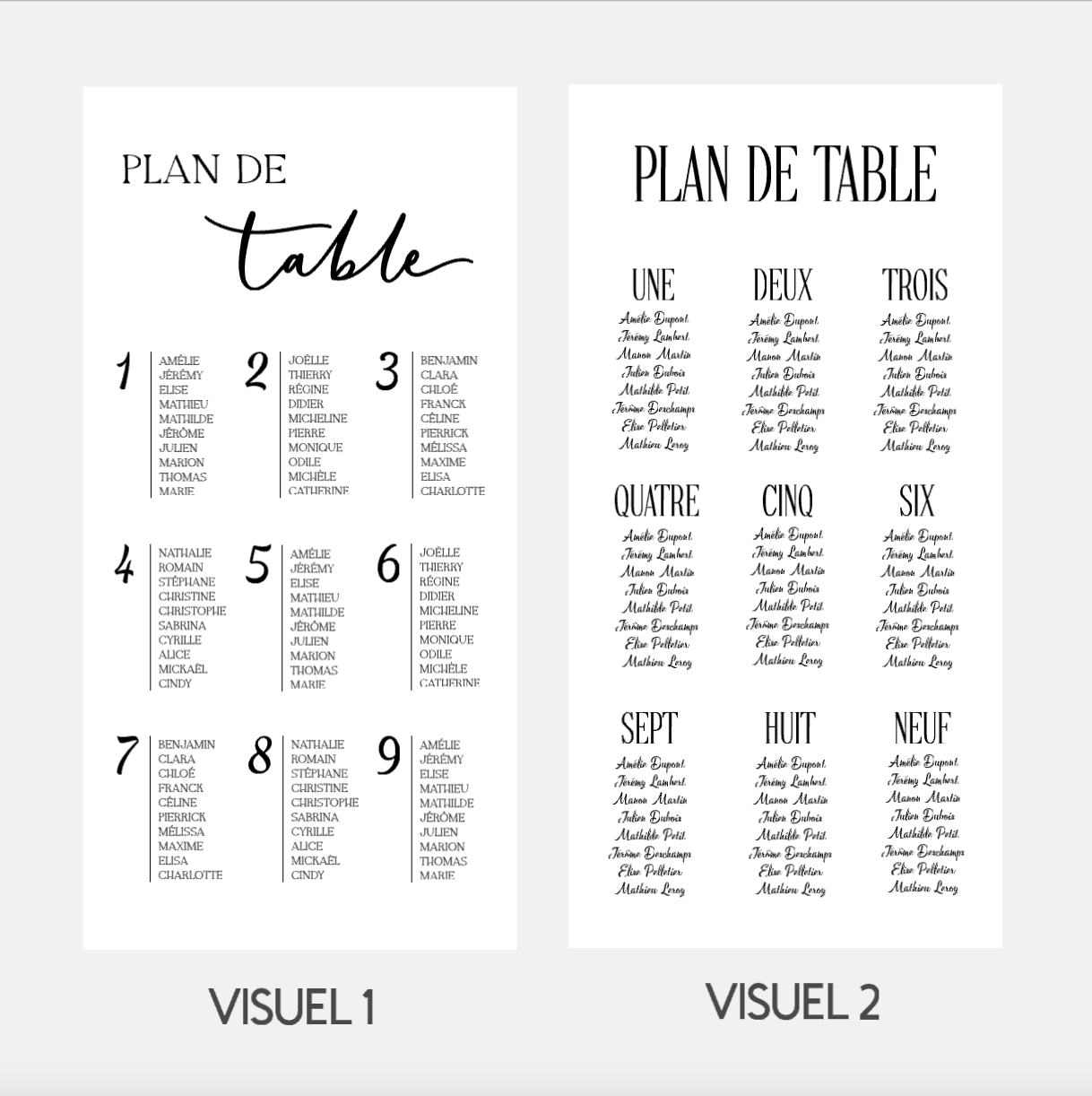 Plan de table en plexi