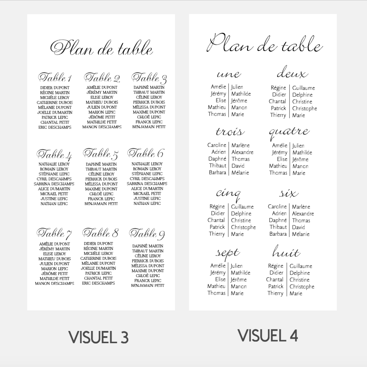 Plan de table en plexi