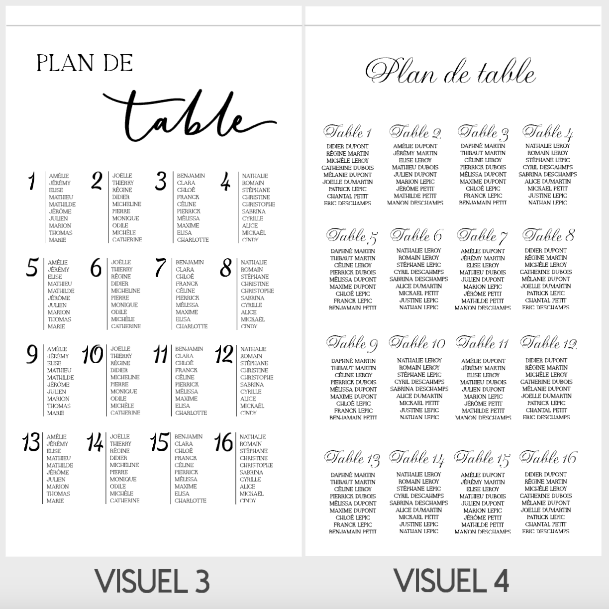 Plan de table en tissu