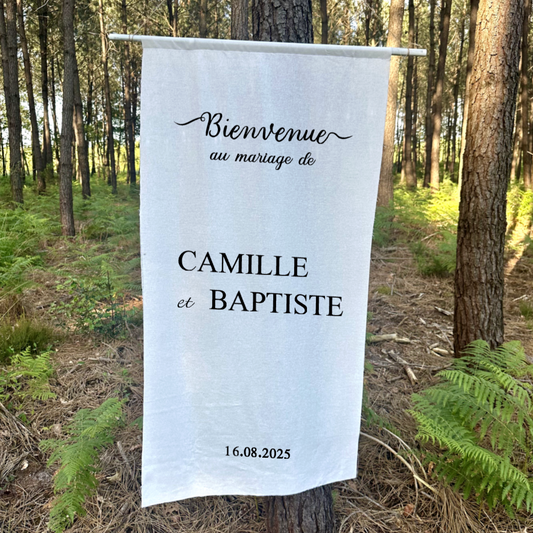 Panneau de bienvenue en tissu